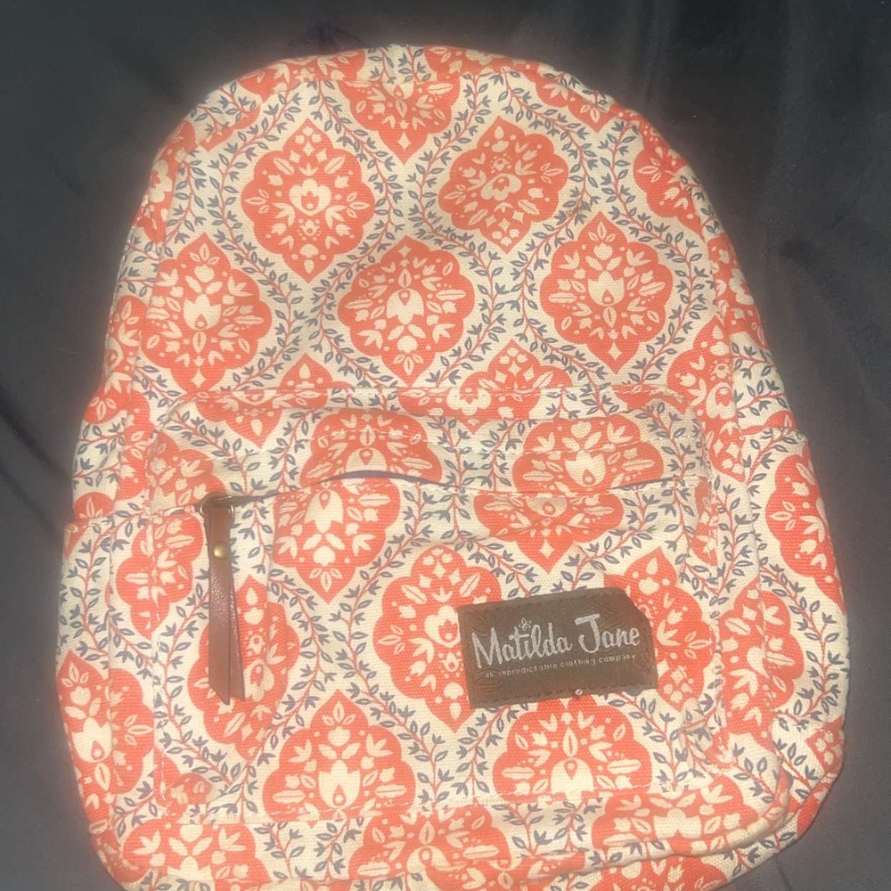 Matilda Jane Orange and White Patterned Backpack